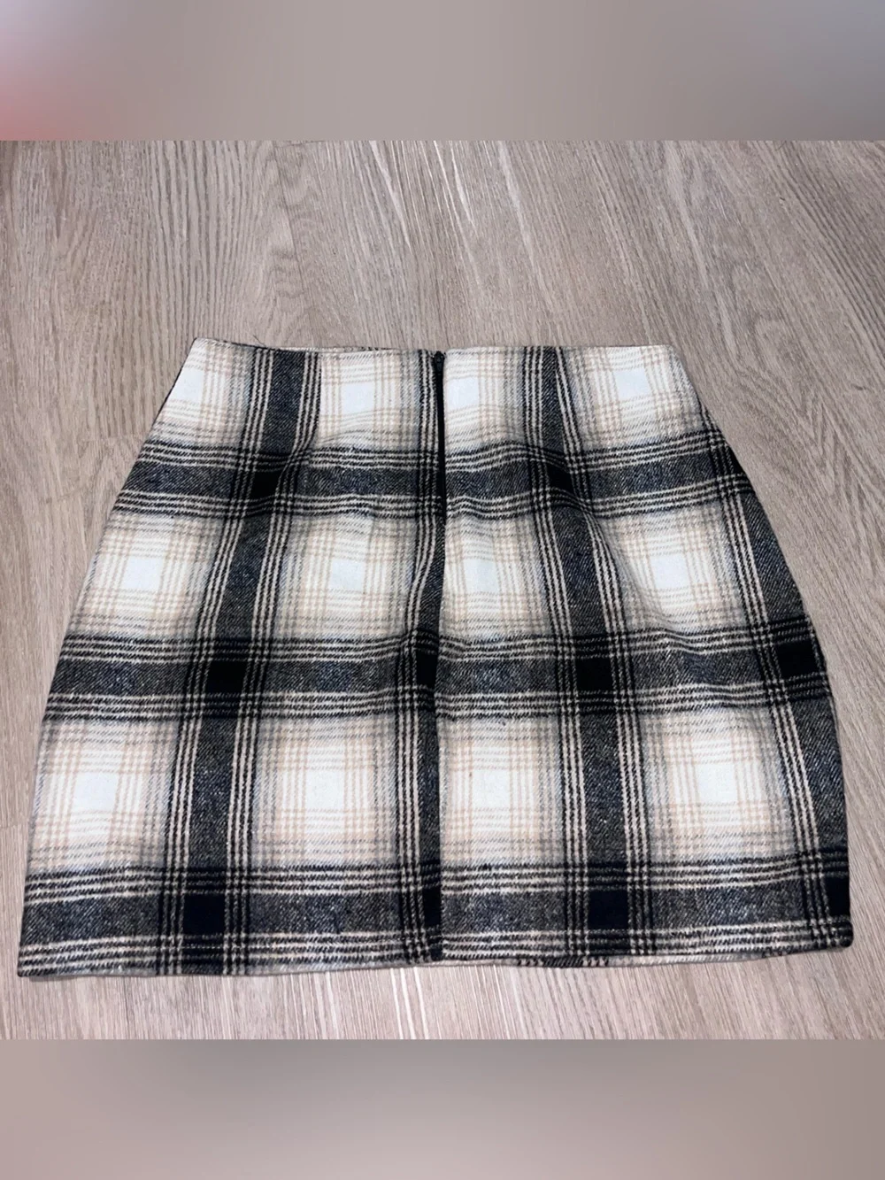 Windsor Black and Cream Plaid Mini Skirt